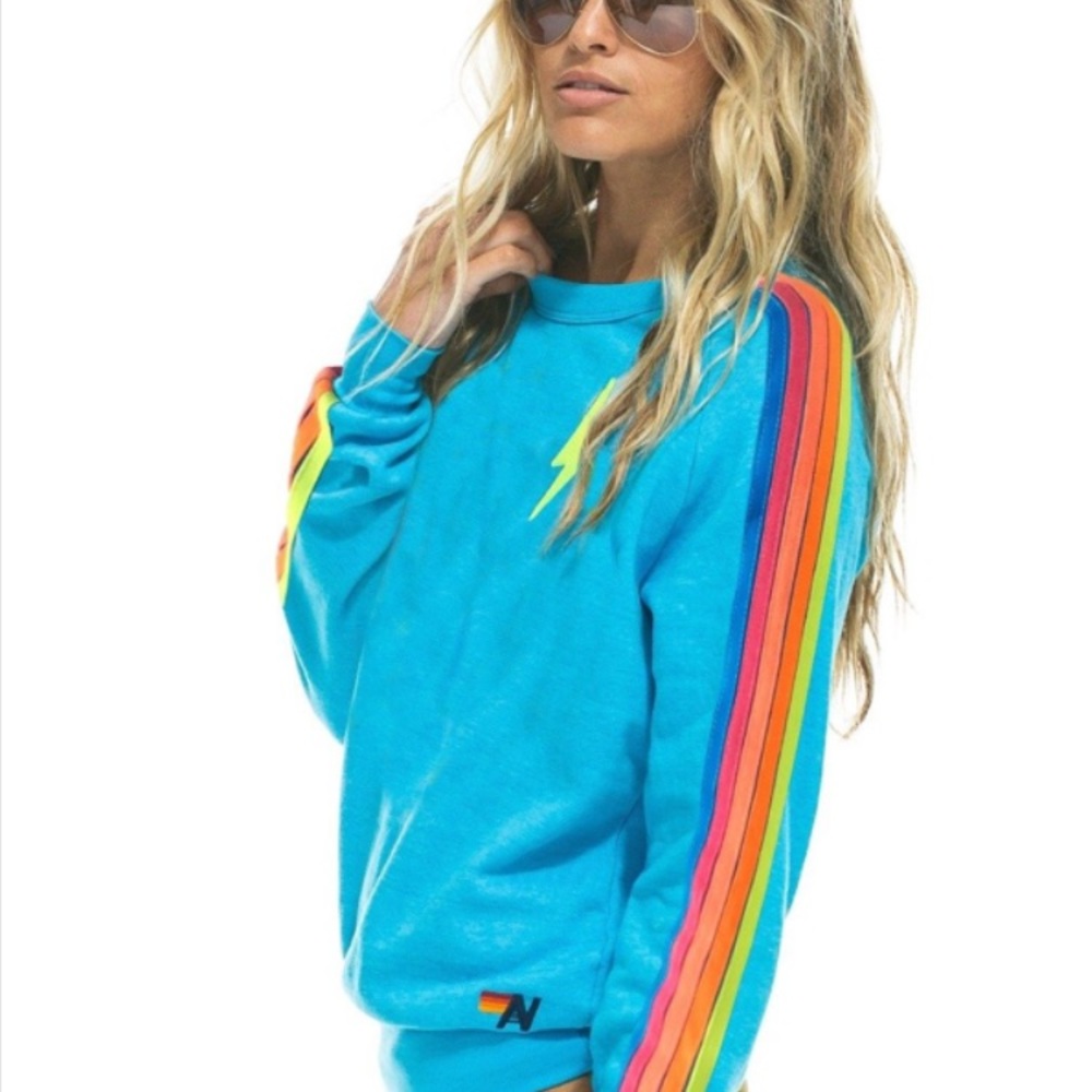 Aviator Nation Neon Blue 5 stripe